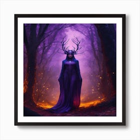 A Mysterious Witch Cloaked In Purple Chaos Energy Art Print