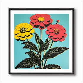 Zinnia 3 Pop Art Illustration Square Art Print