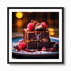 Chocolate Cake With Raspberries Art Print