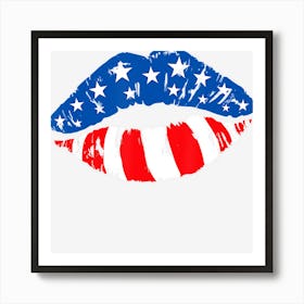 Limited Edition Lips Sexy American Flag 4th Of July Art Print