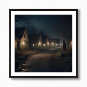 Village At Night Art Print