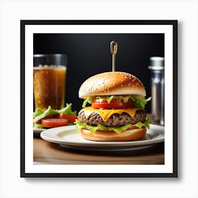 Hamburger And Beer 3 Art Print