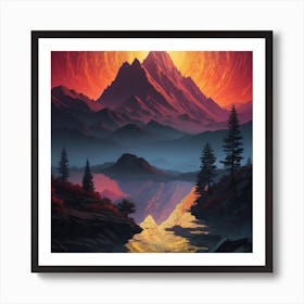 Sunset In The Mountains Art Print