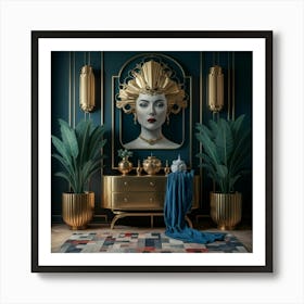 Gold Deco Interior Art Print