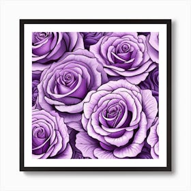 Purple Roses Seamless Pattern Art Print