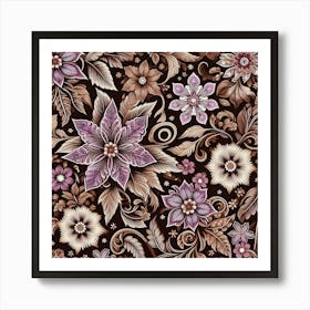 Batik, Floral Pattern 1 Art Print