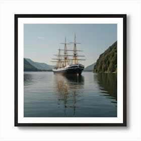 Sailing Ship On A Lake Art Print