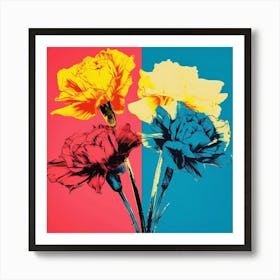 Andy Warhol Style Pop Art Flowers Carnation 2 Square Art Print