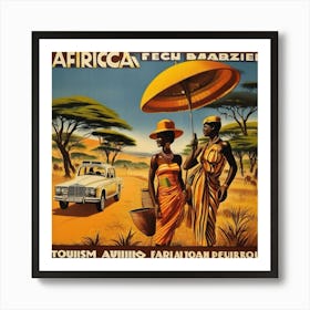 African Women With Umbrellas Art Print