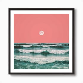 Moon Over The Ocean Art Print