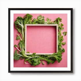 Bok Choy Frame On Pink Background Art Print