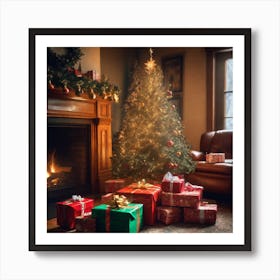 Christmas Tree In The Living Room 47 Art Print