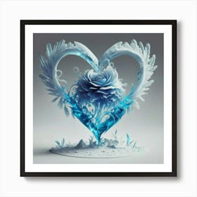 Heart silhouette in the shape of a melting ice sculpture 4 Art Print