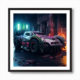 Igiracer Painting 3d Batman Next To Batmobile In Apocalyptic Ne 92907187 0674 485c 9c73 F1d8967c3848 Art Print