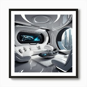 Futuristic Living Room Póster