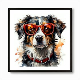 Dog Wearing Sunglasses Art Print