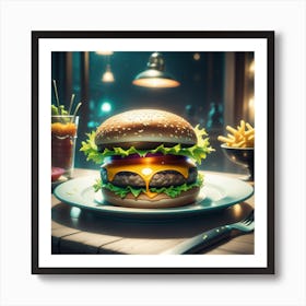 Hamburger On A Plate 109 Art Print