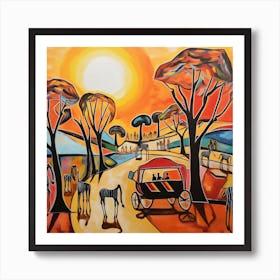 Sunset In Africa Art Print