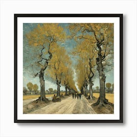 The Large Plane Trees Road Menders At Saint Rmy 1889 V 3 Art Print