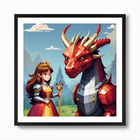 Princess & Dragon Art Print