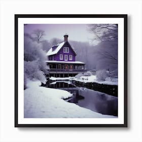 Purple House In Winter Solstice Landscape Art Print