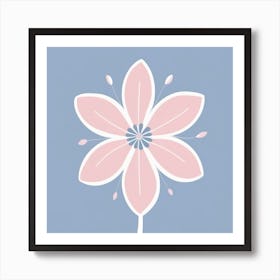 A White And Pink Flower In Minimalist Style Square Composition 356 Art Print