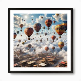 Capture A Bustling Market Scene With Vendors And Buyers Interacting On Floating Platforms High Above 725232384 Art Print