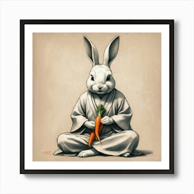 Rabbit In A Robe Art Print