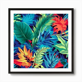 Tropical Leaves Seamless Pattern 1 Art Print