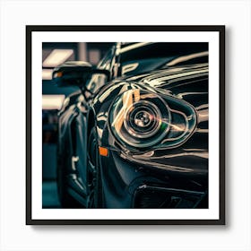 Close Up Of A Black Sports Car Art Print