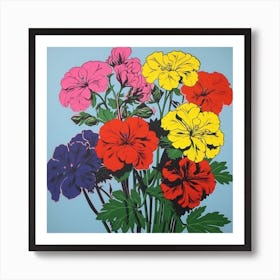 Geranium 2 Pop Art Illustration Square Art Print