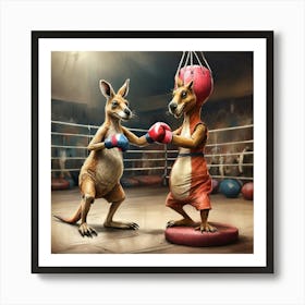 Kangaroo Boxing 11 Art Print