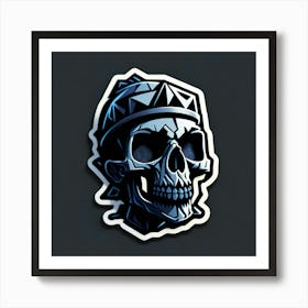Skull Sticker With A Cap Silver (67) Art Print