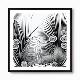 Black And White Botanical Illustration Art Print