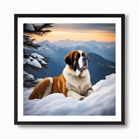 St Bernard Dog 1 Art Print