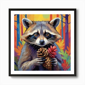 Raccoon In The Forest Art Print