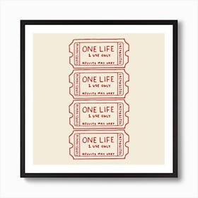 One Life Red Square Art Print