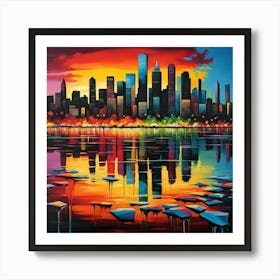 Cityscape At Sunset Art Print