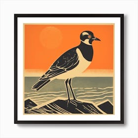 Retro Bird Lithograph Lapwing 3 Art Print