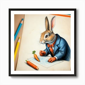 Rabbit Writing 11 Art Print