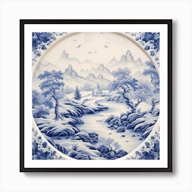 Yosemite National Park Delft Tile Illustration 1 Art Print