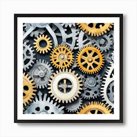 Mechanical Gears Background Art Print