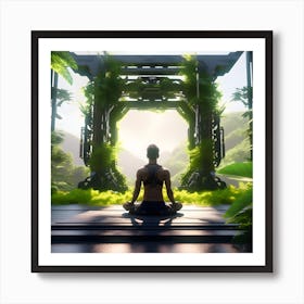 Meditating Woman In The Forest Art Print