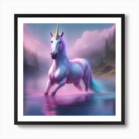 Unicorn In The Water 6 Art Print