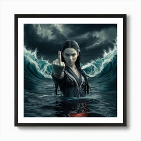 Woman In The Ocean 1 Art Print