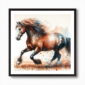 Horse In Motion, Horse Watercolour Art Print 2 Art Print