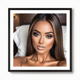 Beautiful Woman Posing In Bed Art Print