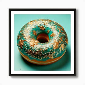 Firefly Ornate Turquoise Donut With Gold Floral Patterns 60146 (2) Art Print