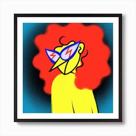 Red Hair Don'T Care Square Art Print