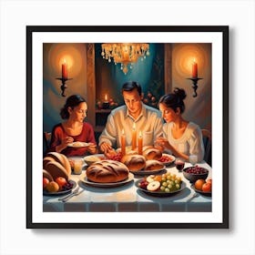 Thanksgiving Dinner With Family Art Print